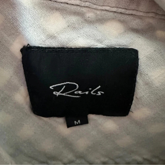 Rails Wyatt Gray & White Checked Button Front Shirt Size Medium Classic Neutral - Picture 3 of 11